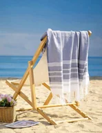 Ręczniki - Ręcznik pled piknikowy na kemping ręcznik na plażę BOHO niebieski 100/180cm - miniaturka - grafika 1
