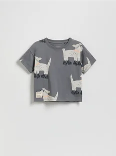 Reserved - T-shirt oversize z nadrukiem - ciemnoszary - Bluzki dla niemowląt - miniaturka - grafika 1