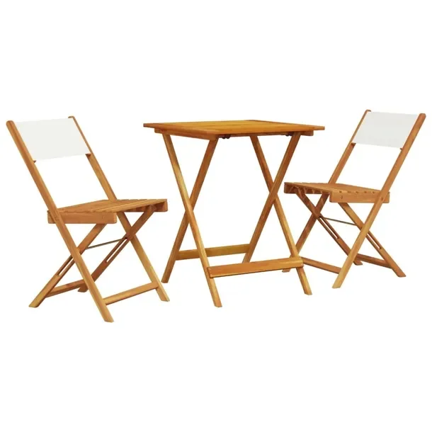 Zestaw Mebli Bistro z Litego Drewna Akacjowego, Stół 60x60x75 cm, Krzesł