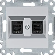 Gniazdka elektryczne - Hager Gniazdo telefoniczne RJ11 podw. LUMINA - srebrny mat - miniaturka - grafika 1