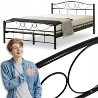 Łóżka - Łóżko 120x200 Metalowe Jednoosobowe Pojedyncze Młodzieżowe Czarne GRIFFIN - miniaturka - grafika 1