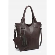 Torebki damskie - Modna Stylowa Torebka Damska LUIGISANTO Brązowa Shopper Chwost - miniaturka - grafika 1