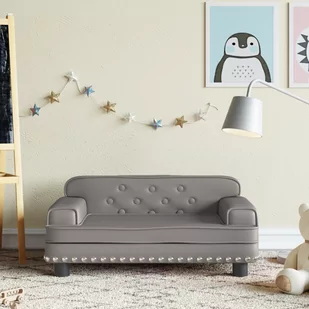 vidaXL Sofa dla dzieci, szara, 70x45x30 cm, sztuczna skóra - Meble do sypialni - miniaturka - grafika 1