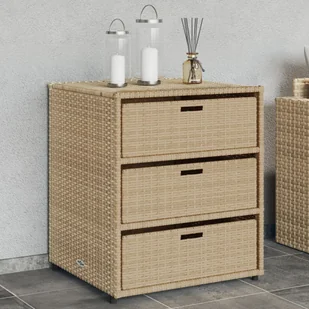 Szafa ogrodowa vidaXL Szafka ogrodowa, beżowa, 55x59x69 cm, polirattan - Pozostałe meble ogrodowe - miniaturka - grafika 1