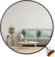 Lustra - Lustro Albatros okrągłe czarne z metalową krawędzią, średnica 70cm, do salonu, łazienki, przedpokoju, sypialni, duże, ścienne - miniaturka - grafika 1
