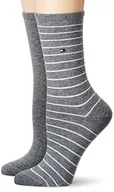 Skarpetki damskie - Tommy Hilfiger Skarpety damskie Small Stripe Socks, szary (middle grey melange), 39-42 EU - miniaturka - grafika 1