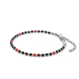 Bransoletka Czarny Turmalin, Czerwony Spinel - kamienie naturalne 17-21cm KAM663 stal chir. - Bransoletki - miniaturka - grafika 1
