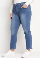 Spodnie damskie - Niebieskie Jeansy o Fasonie Regular z Bawełny Celinara - miniaturka - grafika 1
