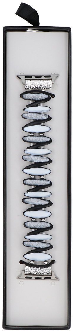 GlacierX Nowa bransoleta do smartwatcha GlacierX Gleam Twirl Stretch Bracelet Smoky Silver do Apple Watch 38/40/41mm Srebrno-Czarna