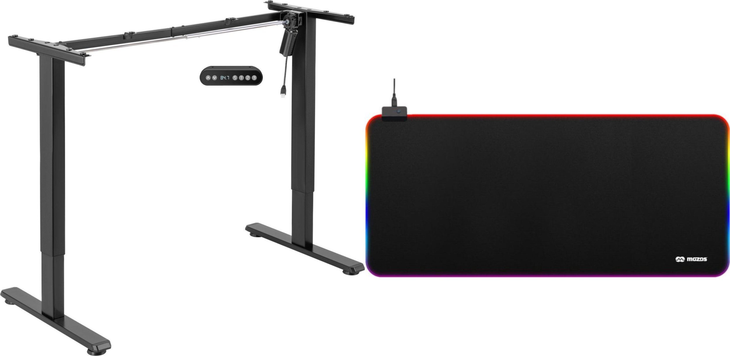 Mozos Stelaż do biurka czarny z elektryczną regulacją wysokości EDF-PRO-BK + Podkładka Gaming-MP