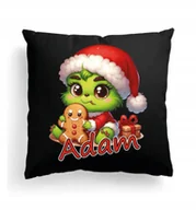 Poduszki dekoracyjne - CZARNA Poduszka Z IMIENIEM Na Wielkanoc MAŁY GRINCH ZIELONY STWÓR POTWOREK - miniaturka - grafika 1