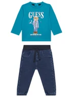Bluzki damskie - Guess Komplet bluzka i spodnie I5BG13 I3Z14 Niebieski Regular Fit - miniaturka - grafika 1