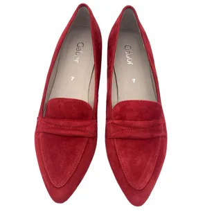 Buty damskie GABOR rozmiar 40,5 czerwone zamszowe mokasyny baleriny szpic - Mokasyny damskie - miniaturka - grafika 1