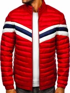 Kurtki męskie - Czerwona pikowana przejściowa kurtka męska sportowa Denley 6574 - miniaturka - grafika 1
