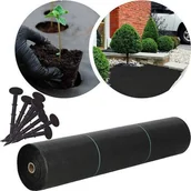 Agrowłókniny - Springos Agrowłóknina antychwastowa agrotkanina 70g czarna mata 1,1x100m + kotwy mocujące 100 szt. kołki UNIWERSALNY - miniaturka - grafika 1