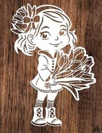 Zabawki kreatywne - Dziewczynka z kwiatami- wycinanka z kartonu - miniaturka - grafika 1