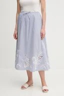 Spódnice - Tommy Hilfiger spódnica bawełniana kolor niebieski midi rozkloszowana WW0WW46168 - miniaturka - grafika 1