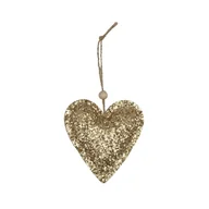Bombki - Zawieszka serce 9cm złote brokatowe - miniaturka - grafika 1