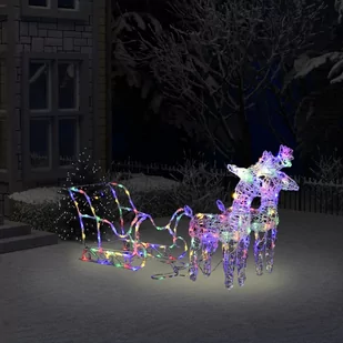 vidaXL vidaXL Świąteczna dekoracja renifery z saniami, 160 diod LED, 130 cm - Oświetlenie świąteczne - miniaturka - grafika 1