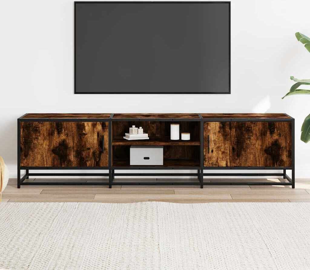 vidaXL Szafka pod TV dąb wędzony 160x35x41 cm materiał drewnopochodny i metal