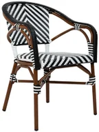 Fotele i krzesła ogrodowe - Czarno białe wiklinowe krzesło z podłokietnikami na taras E3-D02 - miniaturka - grafika 1