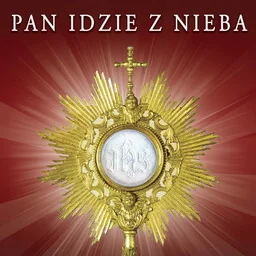 Baner na Boże Ciało "Pan idzie z nieba" 150x150 cm - Ikony i obrazy sakralne - miniaturka - grafika 1