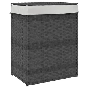 vidaXL Kosz na pranie z pokrywą Szary 46x33x60 cm Poli rattan - Kosze na bieliznę - miniaturka - grafika 1