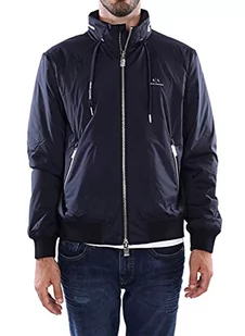 Armani Exchange Męska kurtka z przodu, z logo na ściągaczu, kieszenie na zamek błyskawiczny, kurtka z kapturem, niebieski, XS - Kurtki męskie - miniaturka - grafika 1