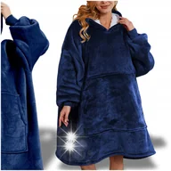 Bluzy damskie - KOCO BLUZA OVERSIZE DŁUGA CIEPŁA KOC BLUZA DAMSKA Z KAPTUREM DZIEŃ KOBIET - Empik - miniaturka - grafika 1