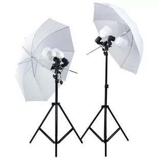 Zestaw 2 lamp 2x100 LED z parasolkami 84cm - Lampy studyjne - miniaturka - grafika 1