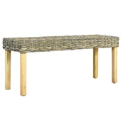 Ławki do przedpokoju - vidaXL vidaXL Ławka, 110 cm, naturalny kolor, rattan kubu i lite drewno mango - miniaturka - grafika 1