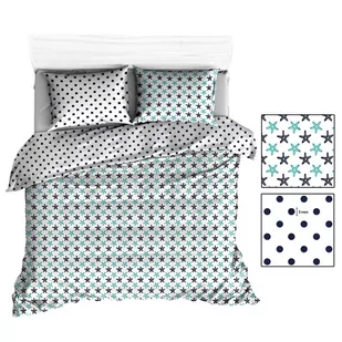 Pościel 90x120 R136 biała rozgwiazdy grochy granatowe 38N 205N - Pościel dla dzieci - miniaturka - grafika 1