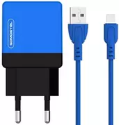 Ładowarki do telefonów - Ładowarka sieciowa Dual USB 2.1 A Somostel niebieska + kabel Lightning - miniaturka - grafika 1