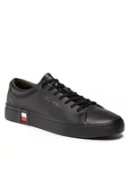 Sneakersy męskie - Tommy Hilfiger Sneakersy Corporate Modern Vulc Leather FM0FM03727 Czarny - miniaturka - grafika 1