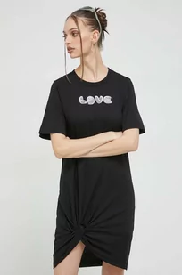 Love Moschino sukienka bawełniana kolor czarny mini prosta - Sukienki - miniaturka - grafika 1
