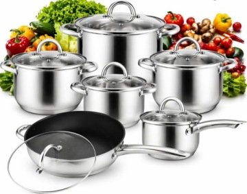 Zestaw garnków Garnki Ze Stali Nierdzewnej stal nierdzewna 12 el.