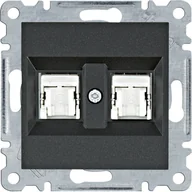 Gniazdka elektryczne - Hager Gniazdo komputerowe podwójne RJ45 kat. 5 FTP LUMINA - czarny mat - miniaturka - grafika 1