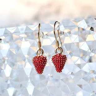 WIOSENNE POZIOMKI urocze kolczyki srebro pozłacane - Kolczyki - miniaturka - grafika 1