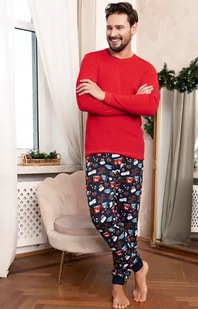 Piżama męska świąteczna czerwona Rojas, Kolor czerwony-wzór, Rozmiar S, Italian Fashion - Intymna - Piżamy męskie - miniaturka - grafika 1