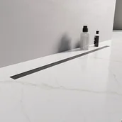 Odpływy liniowe - New Trendy New Trendy VISIO SLIM CZARNY czarny mat odpływ linowy czarny matowy 80 cm OL-0078 - miniaturka - grafika 1