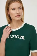 Koszulki sportowe damskie - Tommy Hilfiger t-shirt bawełniany damski kolor zielony - miniaturka - grafika 1
