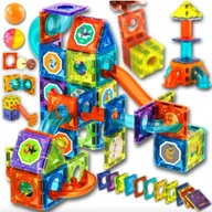 Klocki - Klocki Magnetyczne Dla Dziecka Konstrukcyjne 3d Edukacyjne Tor Kulkowy 68el - miniaturka - grafika 1