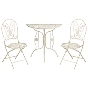 Meble ogrodowe - Beliani zestaw mebli balkonowych COGGIA Metal Jasnobeżowy - miniaturka - grafika 1