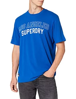 Koszulki męskie - Superdry Męski T-shirt City College Tee, mazarine blue, L - grafika 1