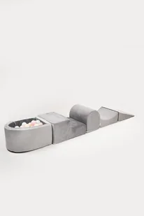Piankowy plac zabaw + mały basen - szary + 80 piłek PASTELOWE - Suche baseny - miniaturka - grafika 1