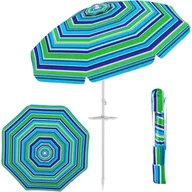 Parasole ogrodowe - Parasol Plażowy 2,2 m, Parasol z Uchylną Czaszą i Uchwytem na Kubek, Parasol Ogrodowy na Taras z Ochroną Przeciwsłoneczną, Wys. 173 cm, Zielony - miniaturka - grafika 1