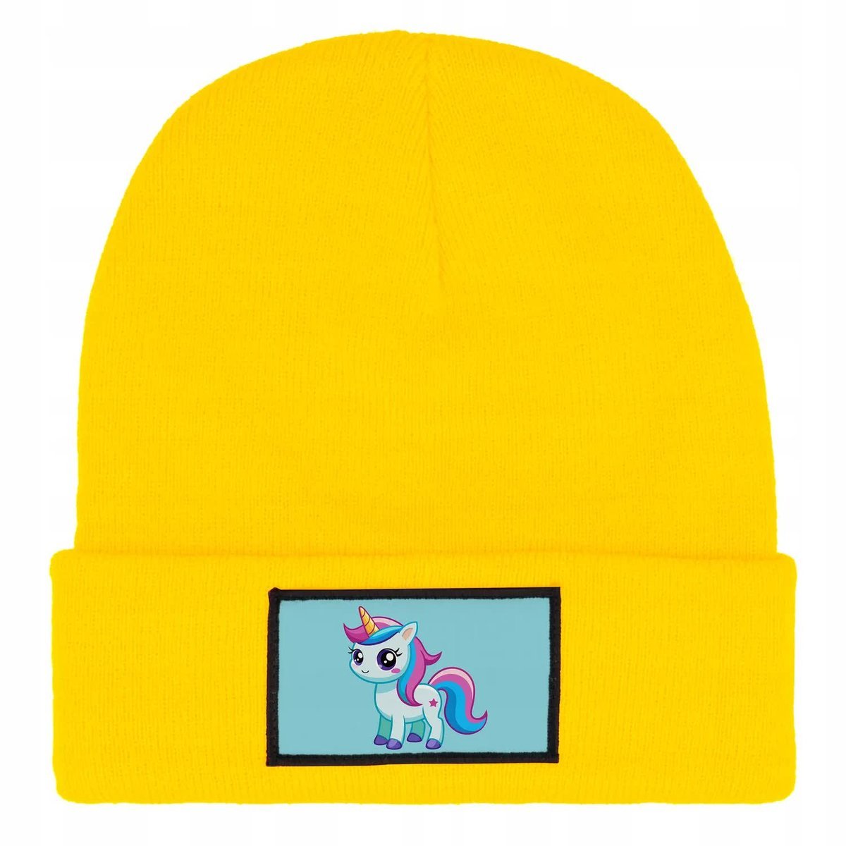 Czapka Zimowa Dziecięca CUTE UNICORN Kucyki Prezent Wzory Żółta