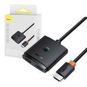 Adaptery i przejściówki - Adapter HDMI Baseus 2w1 z kablem 1m (czarny) - miniaturka - grafika 1
