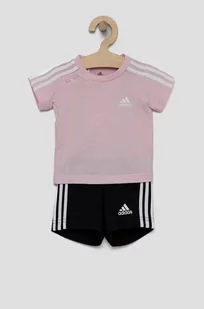 adidas komplet bawełniany dziecięcy HF1906 kolor różowy - Dresy i komplety dla dziewczynek - miniaturka - grafika 1