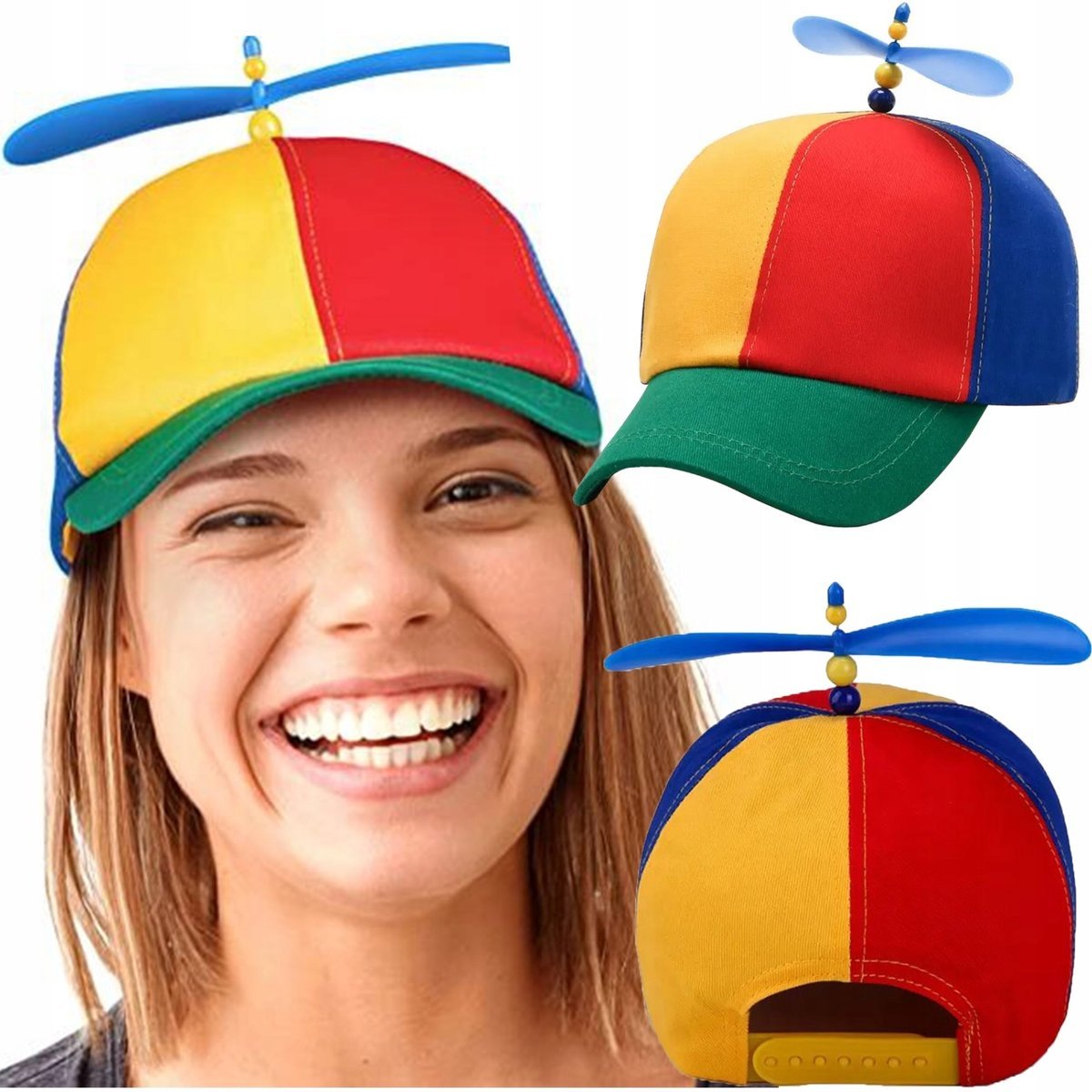 Czapka ze Śmigłem z Daszkiem Tęczowa Wiatrak na Głowę Lato ze Śmigiełkiem